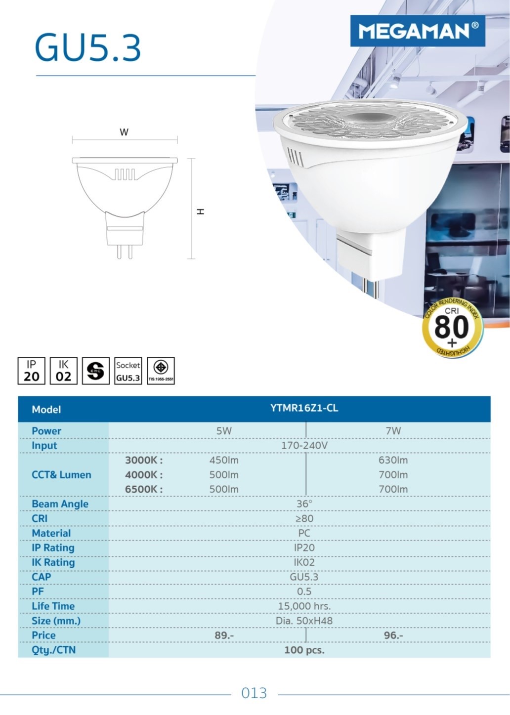 หลอดไฟ LED MEGAMAN GU 5.3