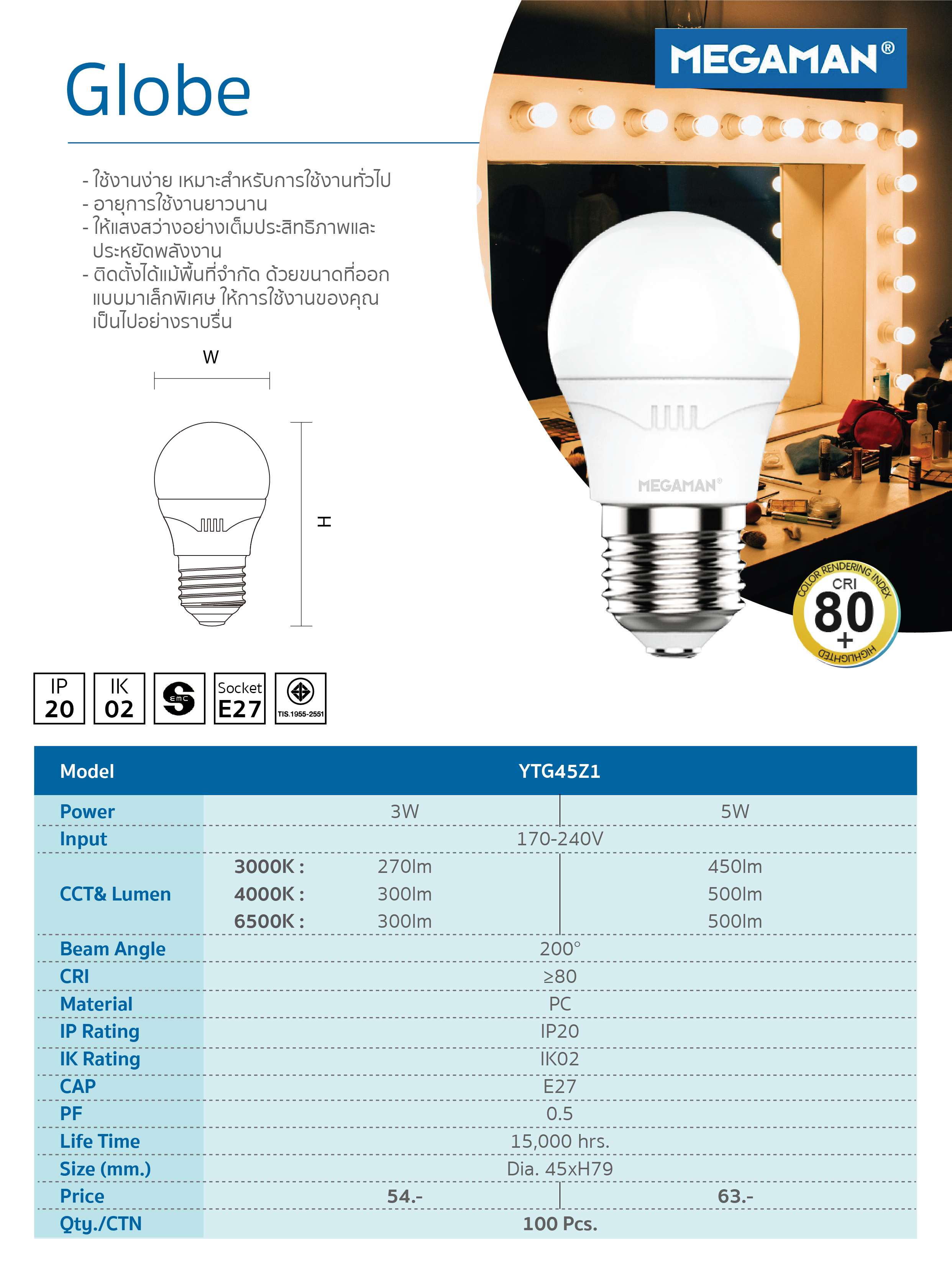 หลอดไฟ LED MEGAMAN Globe-1
