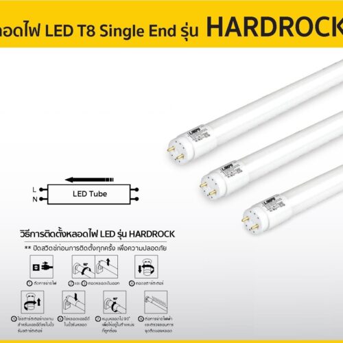 Alternative view of หลอดไฟ LED LAMPO HARDROCK LED T8 Single End
