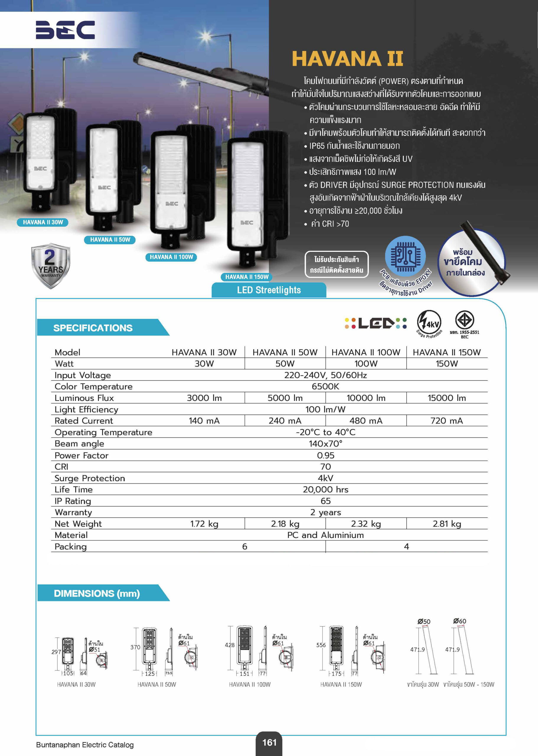 โคมไฟถนน LED BEC HAVANA II